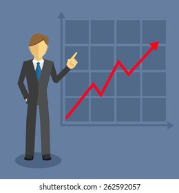 Successful businessman / flat design /  chart / poster / vector / illustration