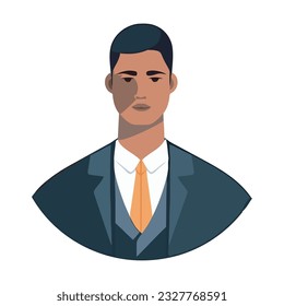 Successful businessman in a flat vector profile portrait, icon isolated