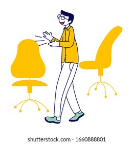 Successful Businessman in Formal Wear Applauding Rejoice for Colleague Encouraging. Business Man Celebrate Victory in Corporate Competition, Congratulation. Cartoon Flat Vector Illustration, Line Art