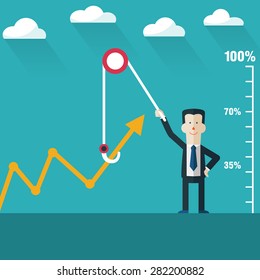 Successful businessman with a growing chart