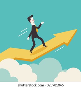Successful businessman with a growing chart