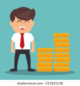 successful businessman with growth icon