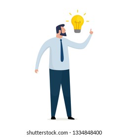 Successful businessman have new idea. Business concept. Vector illustration isolated on white background.