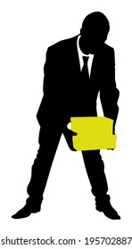 successful businessman holding box, vector 