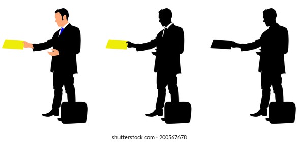 successful businessman holding folder, vector 