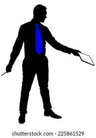 successful businessman holding folder, vector 