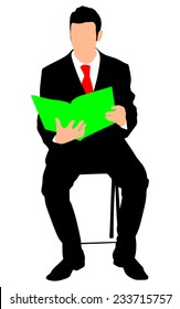 successful businessman holding folder, vector 