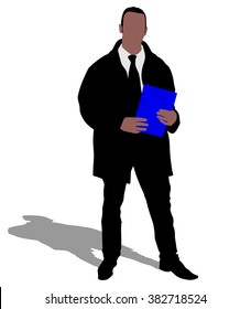 successful businessman holding folder, vector 