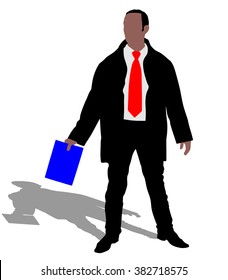 successful businessman holding folder, vector 
