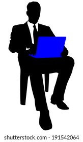 successful businessman holding a laptop, vector 