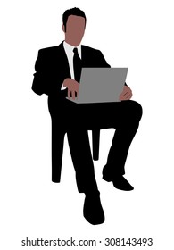 successful businessman holding a laptop, vector 