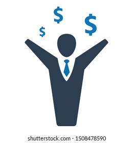 Successful businessman icon. Vector graphics.