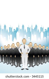 A successful businessman leading his team