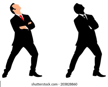 successful businessman look up, vector 