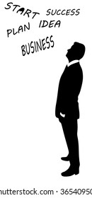 successful businessman looking up 