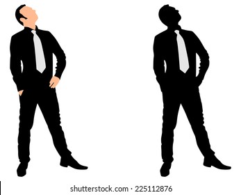 Successful Businessman Looking Up, Vector 