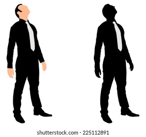Successful businessman looking up, vector 