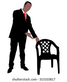 successful businessman offers a chair, vector 