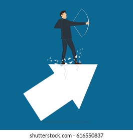 successful businessman on arrow with bow concept business vector illustration 