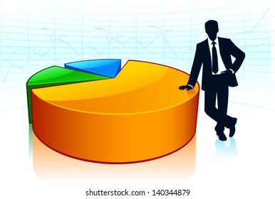 Successful businessman with pie chart