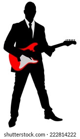 successful businessman play guitar, vector 