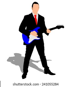 successful businessman play guitar, vector 