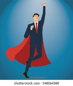 Successful businessman and red cape vector.