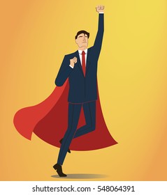 Successful businessman and red cape vector.