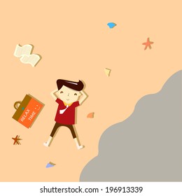 Successful businessman relaxing on the beach, Business idea 