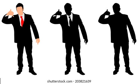 successful businessman showing sign: call me, vector