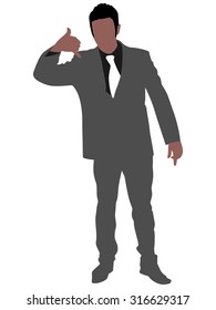 successful businessman showing sign: call me, vector