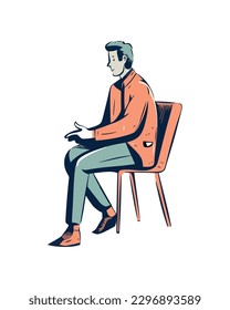 Successful businessman sitting icon isolated