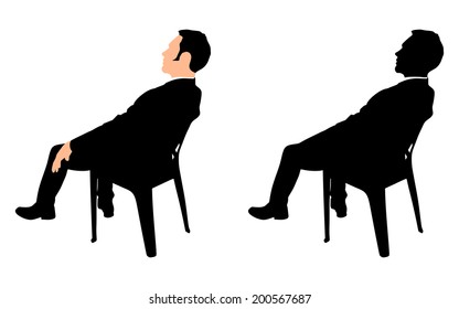 successful businessman sitting on chair, vector 