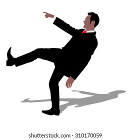successful businessman slips and falls, vector 