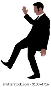 successful businessman slips and falls, vector 