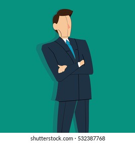 Successful businessman standing with crossed arms background