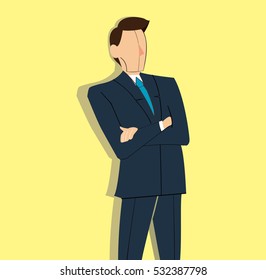 Successful businessman standing with crossed arms background