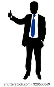 successful businessman, thumb up, vector 