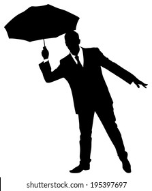 successful businessman with umbrella, vector 