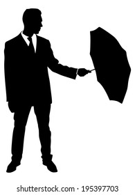 successful businessman with umbrella, vector 