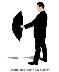 successful businessman with umbrella, vector 