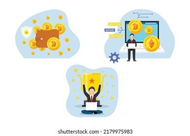 Successful businessman using crypto currency