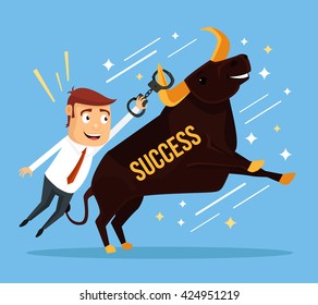 Successful businessman. Vector flat cartoon illustration