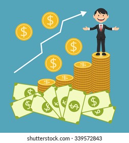 Successful businessman. Vector flat illustration