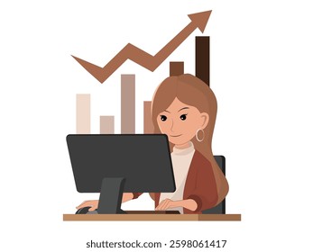 Successful Businesswoman Analyzing Data and Driving Market Growth