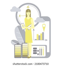 the successful businesswoman, delighted with the boom in sales in documents, focused on improving statistics, growth and company development. The concept of motivation for the growth of your business 