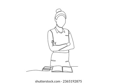 A successful businesswoman. Dia de la mujer emprendedora one-line drawing