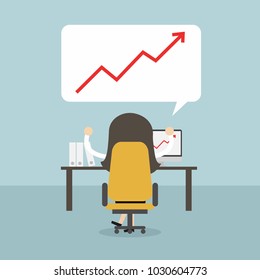 Successful Businesswoman with growth chart. vector