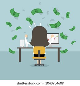 Successful Businesswoman with online business. vector