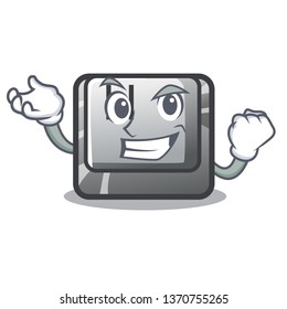 Successful button H in the shape cartoon